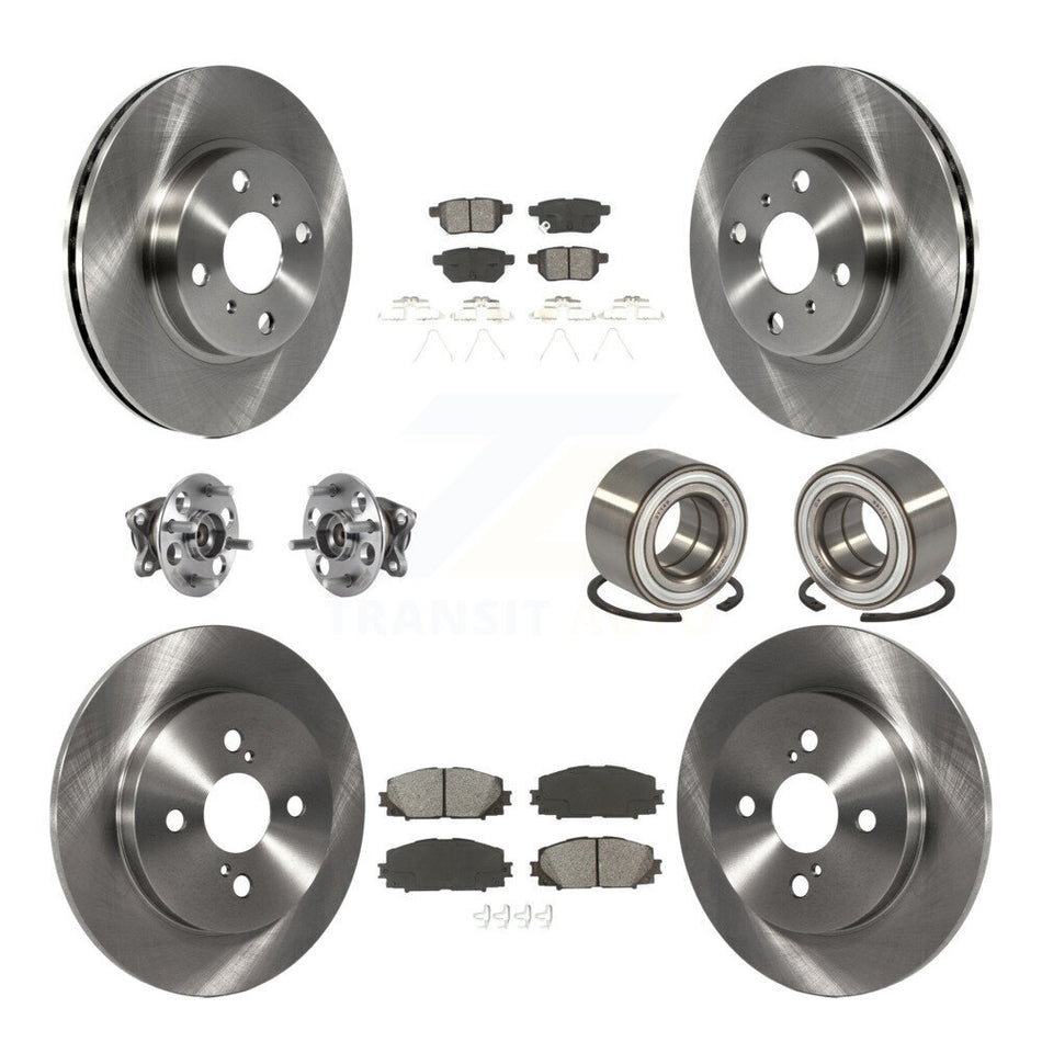 Front Rear Wheel Hub Bearings Assembly Disc Brake Rotors And Semi-Metallic Pads Kit (10Pc) For 2015-2018 Toyota Yaris Drum rear brakes KBB-116470