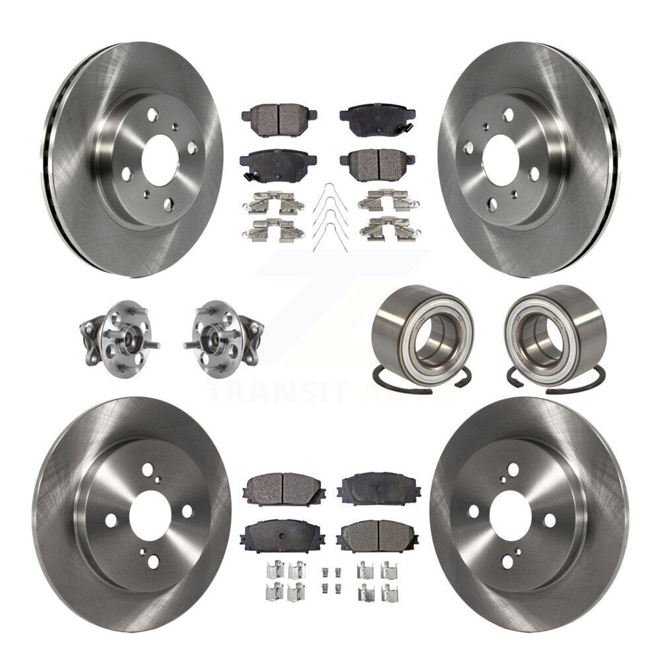 Front Rear Wheel Hub Bearings Assembly Disc Brake Rotors And Ceramic Pads Kit (10Pc) For 2015-2018 Toyota Yaris Drum rear brakes KBB-116473