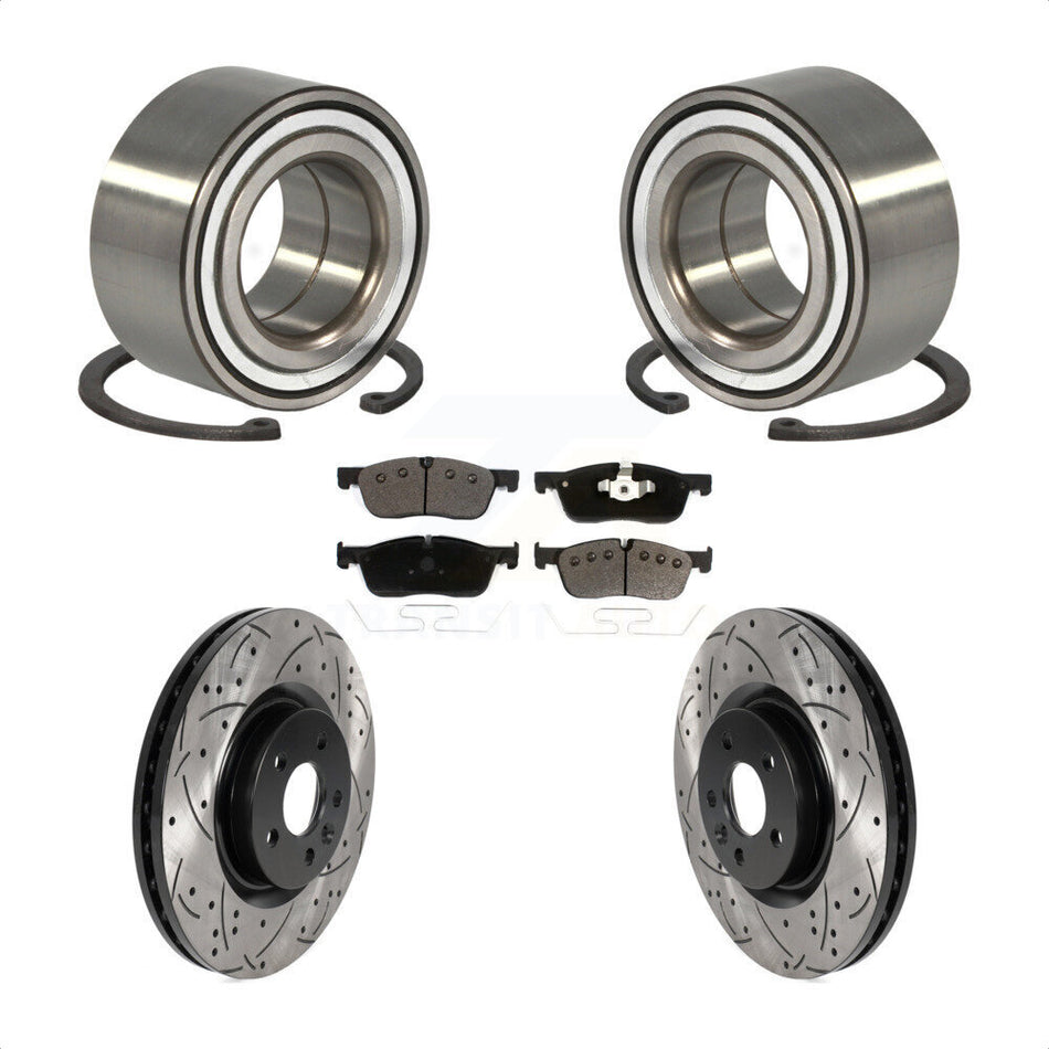 Front Wheel Bearing With Coated Drilled Slotted Disc Brake Rotors And Ceramic Pads Kit For Land Rover Discovery Sport Range Evoque Jaguar E-Pace KBB-116493