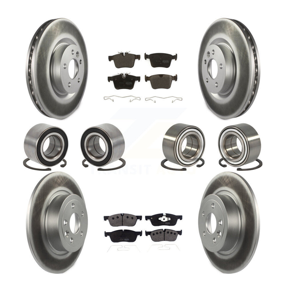 Front Rear Wheel Bearings Coated Disc Brake Rotors And Semi-Metallic Pads Kit (10Pc) For 2016-2018 Land Rover Range Evoque With 325mm Diameter Rotor KBB-116504