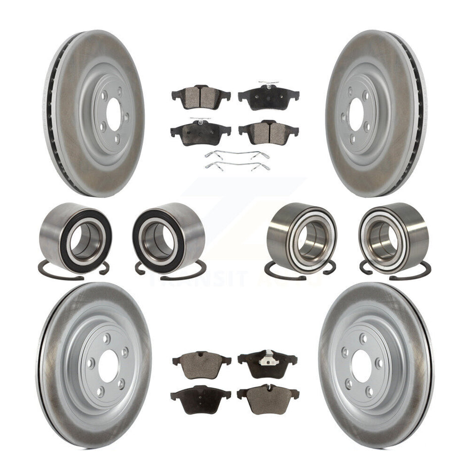 Front Rear Wheel Bearings Coated Disc Brake Rotors And Semi-Metallic Pads Kit (10Pc) For Jaguar XJ KBB-116506