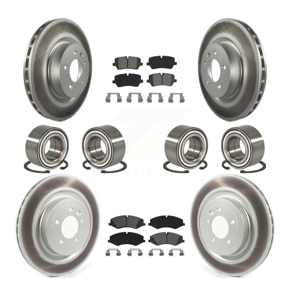 Front Rear Wheel Bearings Coated Disc Brake Rotors And Semi-Metallic Pads Kit (10Pc) For 2017 Land Rover Range Sport HSE SE with GAS engine KBB-116511