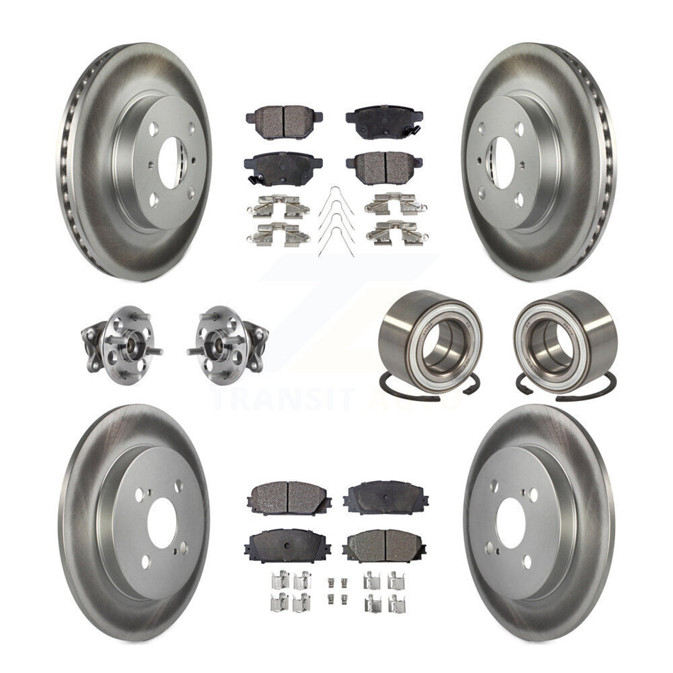 Front Rear Wheel Hub Bearings Assembly Coated Disc Brake Rotors And Ceramic Pads Kit (10Pc) For 2015-2018 Toyota Yaris Drum rear brakes KBB-116512