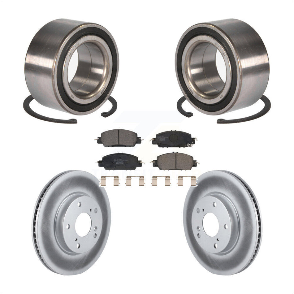 Front Wheel Bearing With Coated Disc Brake Rotors And Ceramic Pads Kit For 2017 Honda Accord LX-S KBB-116516