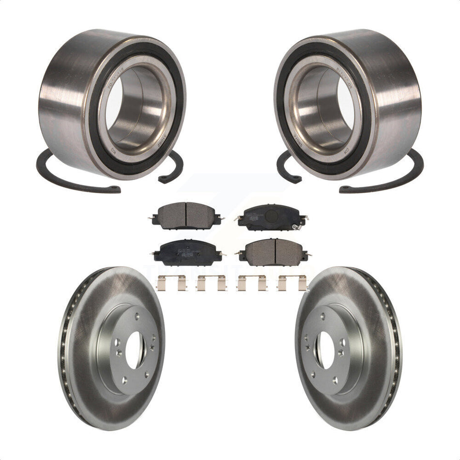 Front Wheel Bearing With Coated Disc Brake Rotors And Ceramic Pads Kit For 2016 Honda Accord LX-S with 2.4L KBB-116517