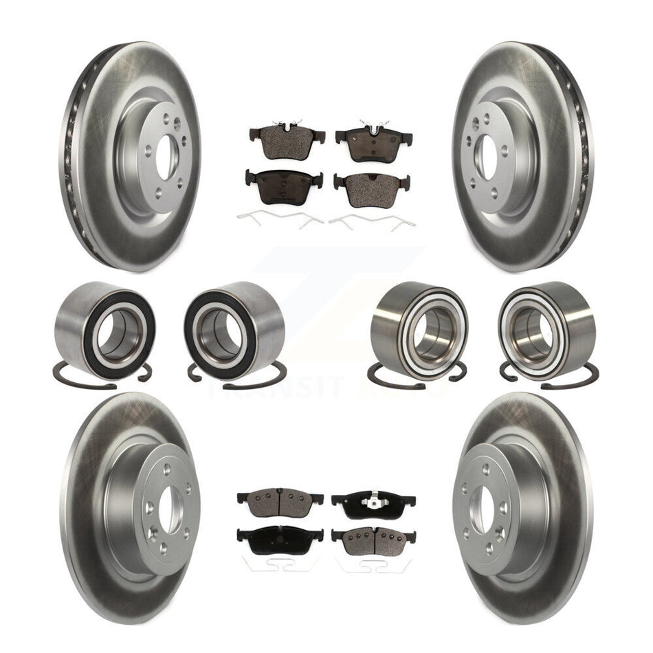 Front Rear Wheel Bearings Coated Disc Brake Rotors And Ceramic Pads Kit (10Pc) For 2016-2018 Land Rover Range Evoque With 325mm Diameter Rotor KBB-116521