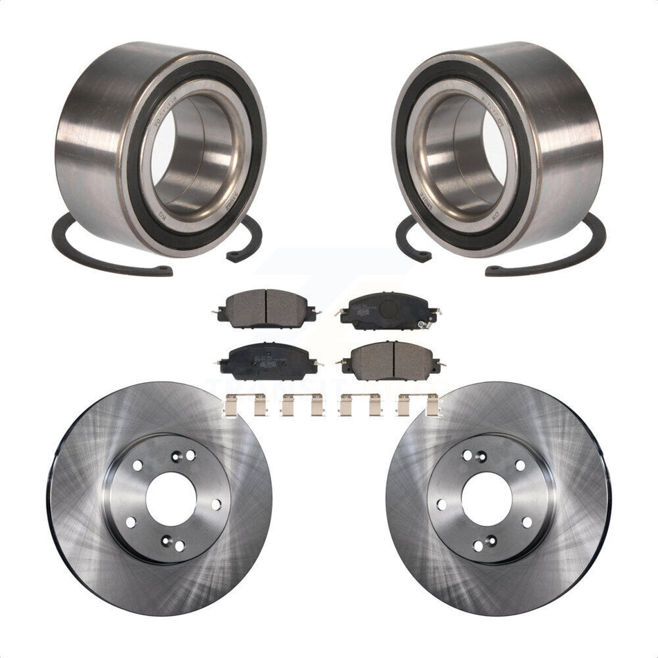 Front Wheel Bearing With Disc Brake Rotors And Ceramic Pads Kit For 2016 Honda Accord LX-S with 2.4L KBB-116529