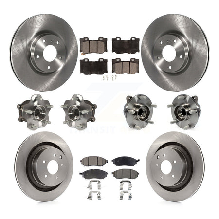 Front Rear Hub Bearing Disc Brake Rotor And Semi-Metallic Pads Kit (10Pc) For Nissan 370Z KBB-116542