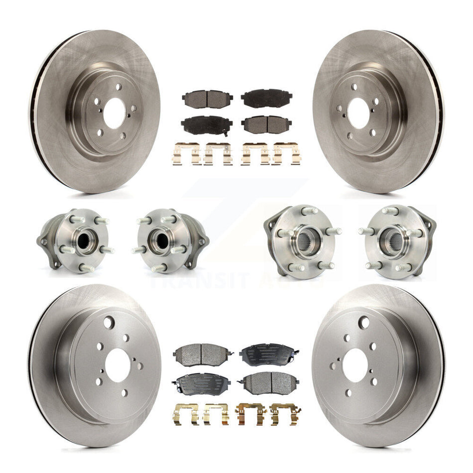 Front Rear Hub Bearings Assembly Disc Brake Rotors And Semi-Metallic Pads Kit (10Pc) For Subaru Outback Legacy KBB-116544