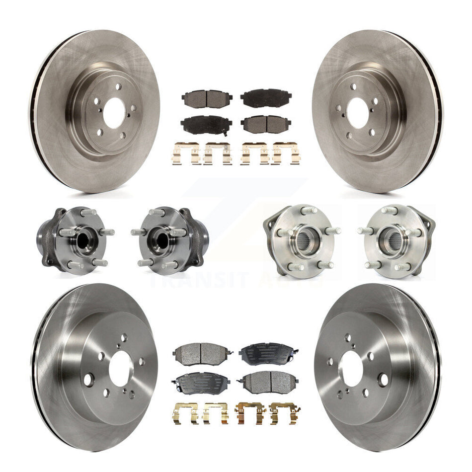 Front Rear Hub Bearings Assembly Disc Brake Rotors And Semi-Metallic Pads Kit (10Pc) For 2014 Subaru Forester 2.0L To 01 14 KBB-116549