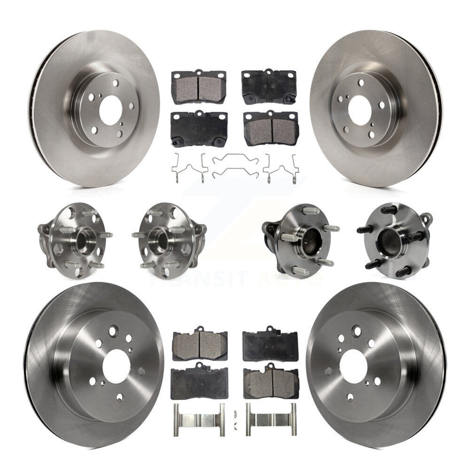 Front Rear Hub Bearings Assembly Disc Brake Rotors And Semi-Metallic Pads Kit (10Pc) For Lexus IS350 GS350 GS450h GS460 KBB-116559