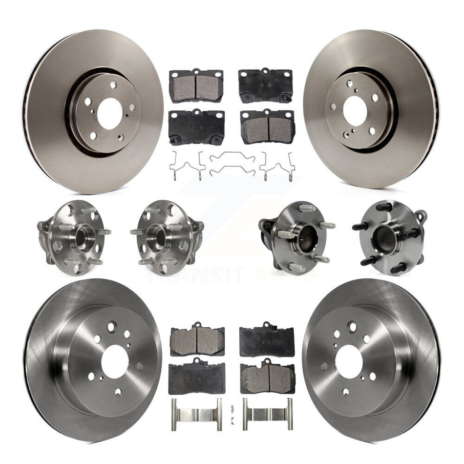 Front Rear Hub Bearings Assembly Disc Brake Rotors And Semi-Metallic Pads Kit (10Pc) For Lexus IS350 GS350 GS430 GS450h GS460 KBB-116560