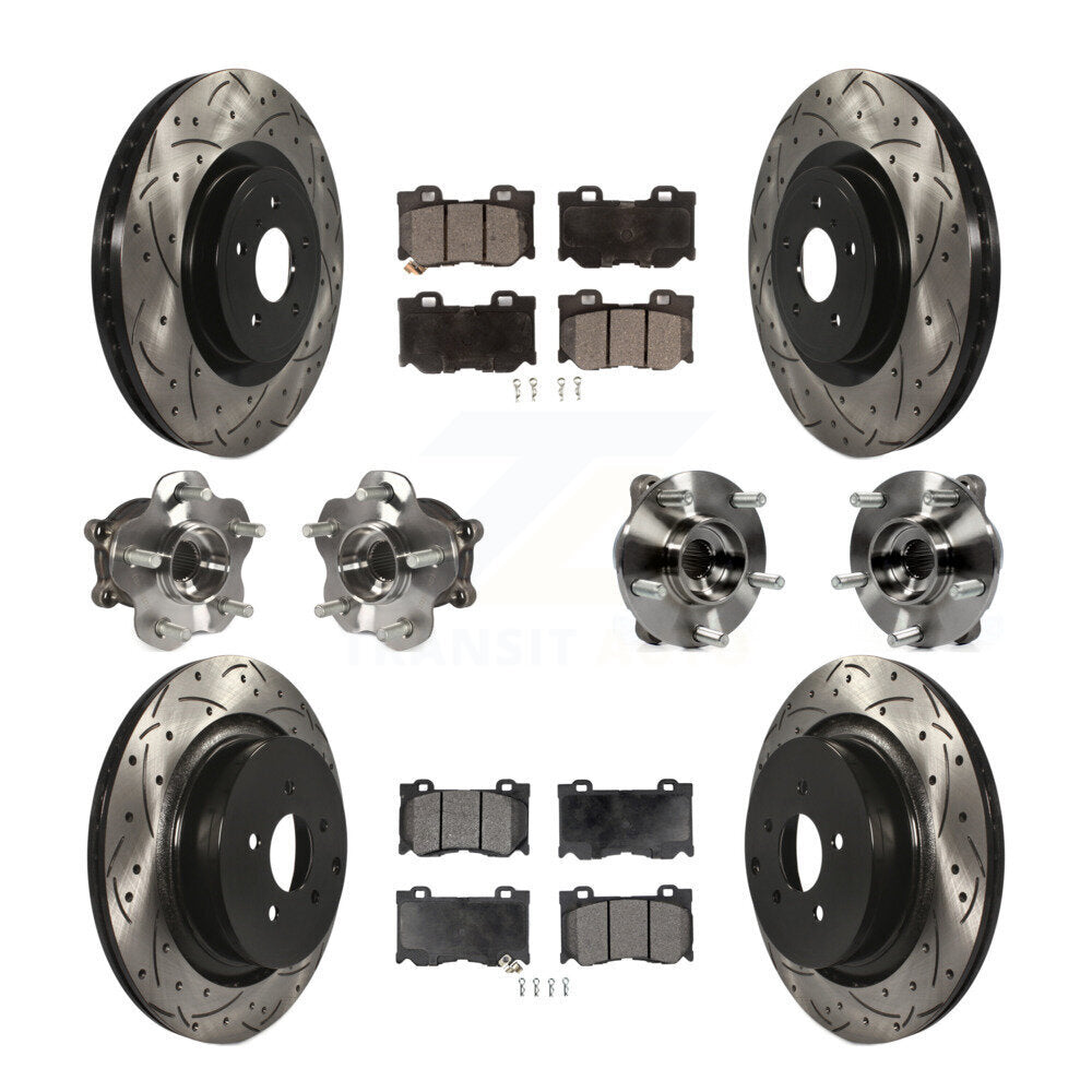 Front Rear Hub Bearings Coated Disc Brake Rotors And Pads Kit (10Pc) For INFINITI FX50 KBB-116573