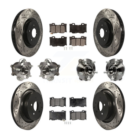 Front Rear Hub Bearings Coated Disc Brake Rotors And Pads Kit (10Pc) For INFINITI FX50 KBB-116573