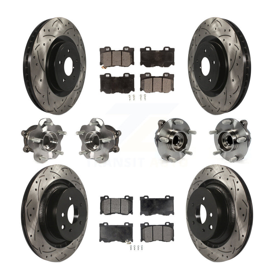 Front Rear Hub Bearings Assembly Coated Disc Brake Rotors And Semi-Metallic Pads Kit (10Pc) For Infiniti G37 Nissan 370Z Q60 INFINITI KBB-116583