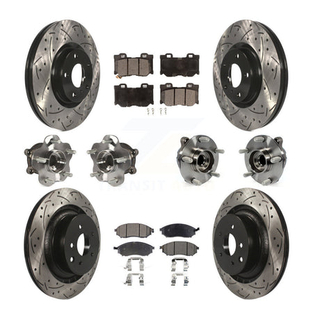 Front Rear Hub Bearings Coated Disc Brake Rotors And Pads Kit (10Pc) For Nissan 370Z KBB-116588