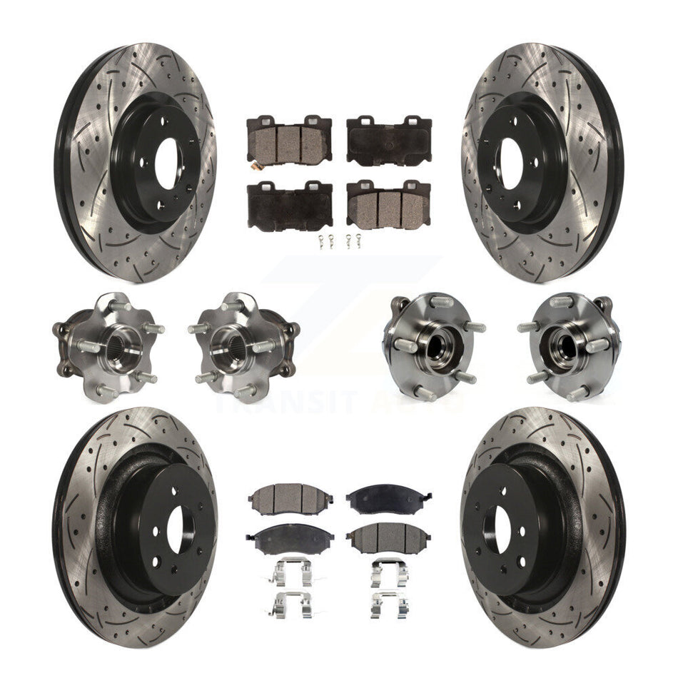 Front Rear Hub Bearings Coated Disc Brake Rotors And Pads Kit (10Pc) For Nissan 370Z KBB-116588