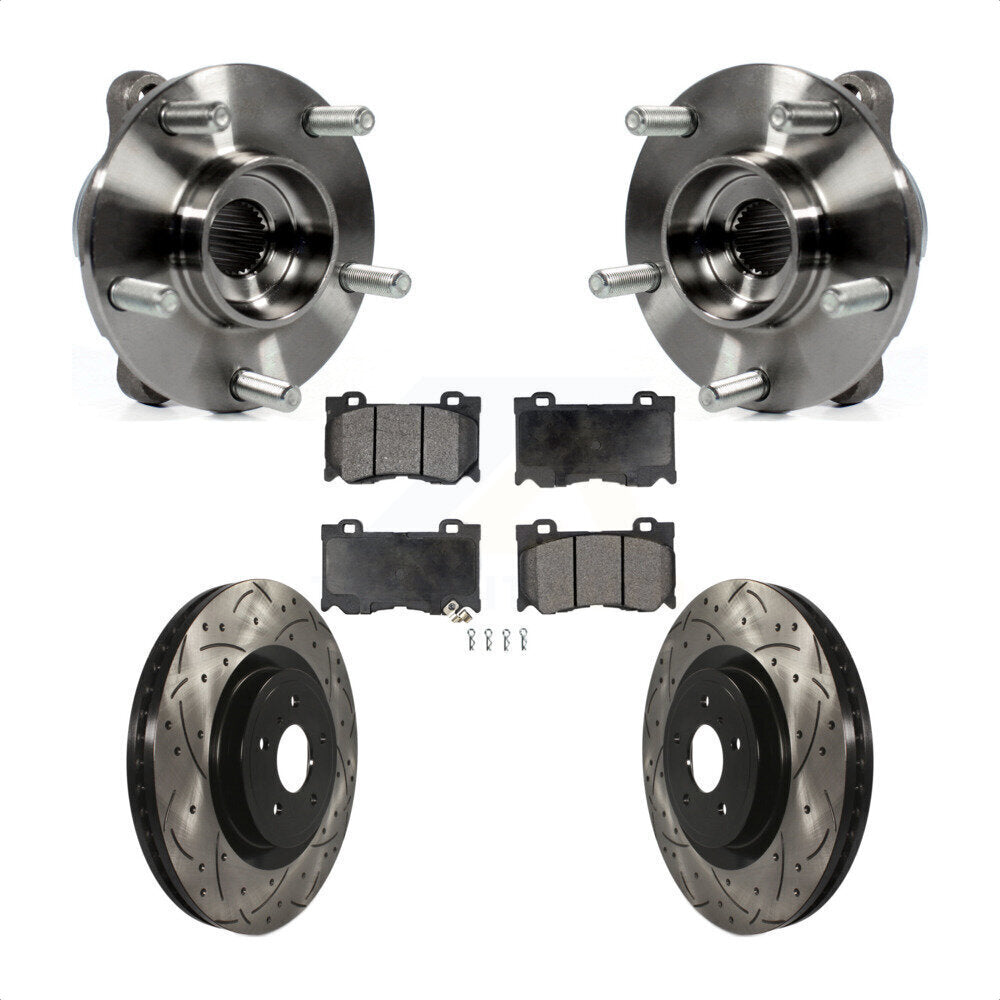 Front Hub Bearing Drilled Slot Brake Rotor Pad Kit For INFINITI Q50 Q60 M37 FX50 QX70 Q70 KBB-116599