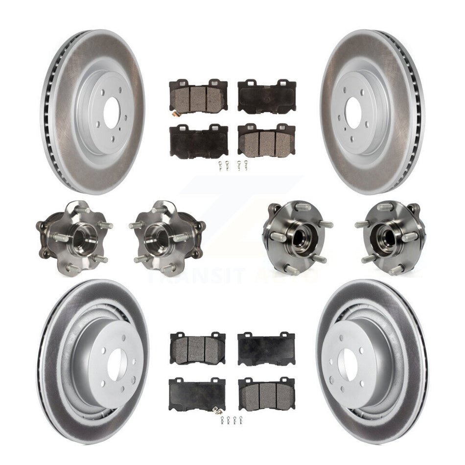 Front Rear Hub Bearings Assembly Coated Disc Brake Rotors And Semi-Metallic Pads Kit (10Pc) For Infiniti G37 Nissan 370Z Q60 INFINITI KBB-116640