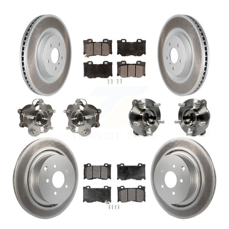 Front Rear Hub Bearings Coated Disc Brake Rotors And Pads Kit (10Pc) For INFINITI FX50 KBB-116643