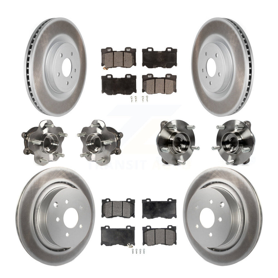Front Rear Hub Bearings Coated Disc Brake Rotors And Pads Kit (10Pc) For INFINITI FX50 KBB-116643
