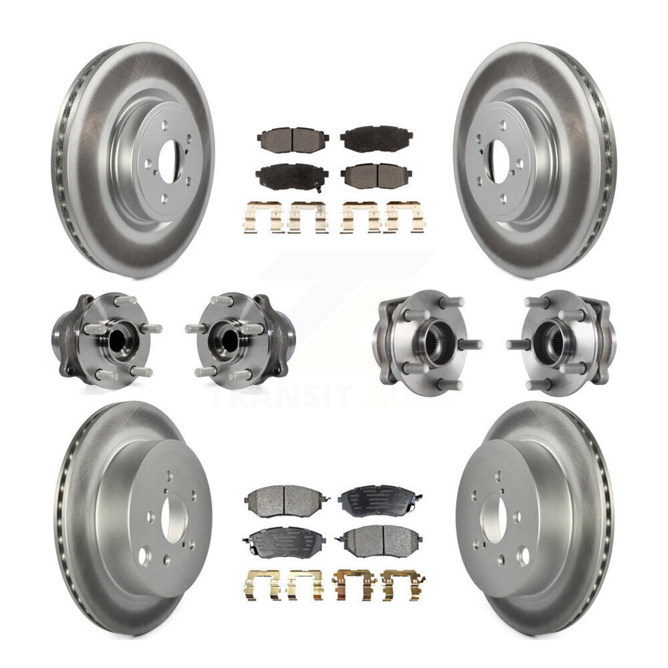 Front Rear Hub Bearings Assembly Coated Disc Brake Rotors And Semi-Metallic Pads Kit (10Pc) For Subaru Forester 2.0L KBB-116648
