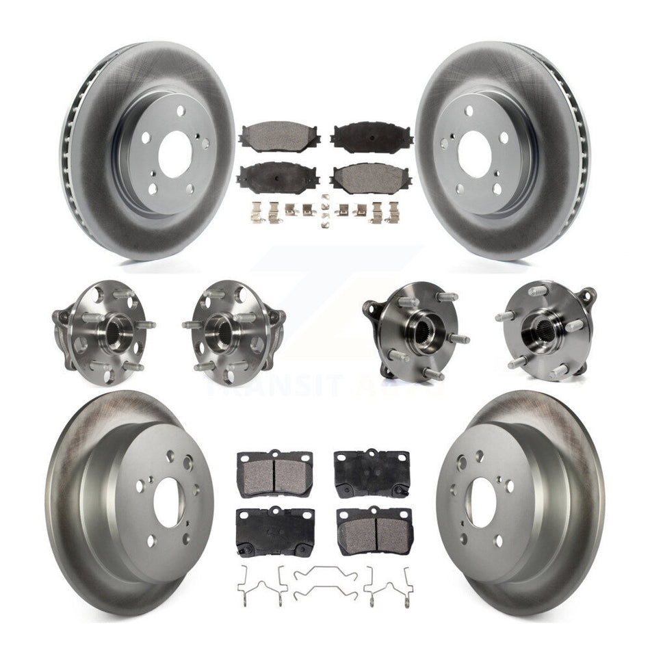 Front Rear Hub Bearings Assembly Coated Disc Brake Rotors And Semi-Metallic Pads Kit (10Pc) For Lexus IS250 KBB-116652