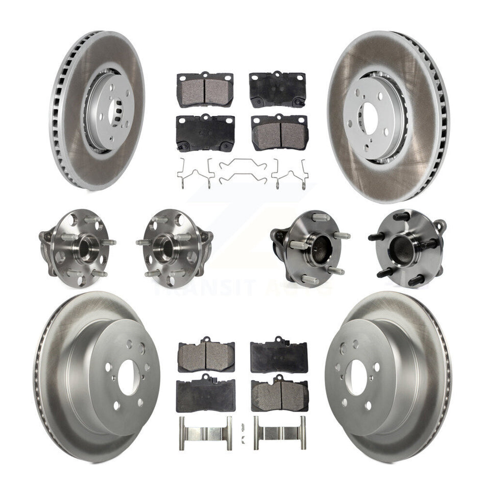Front Rear Hub Bearings Assembly Coated Disc Brake Rotors And Semi-Metallic Pads Kit (10Pc) For Lexus IS350 GS350 GS430 GS450h GS460 KBB-116654