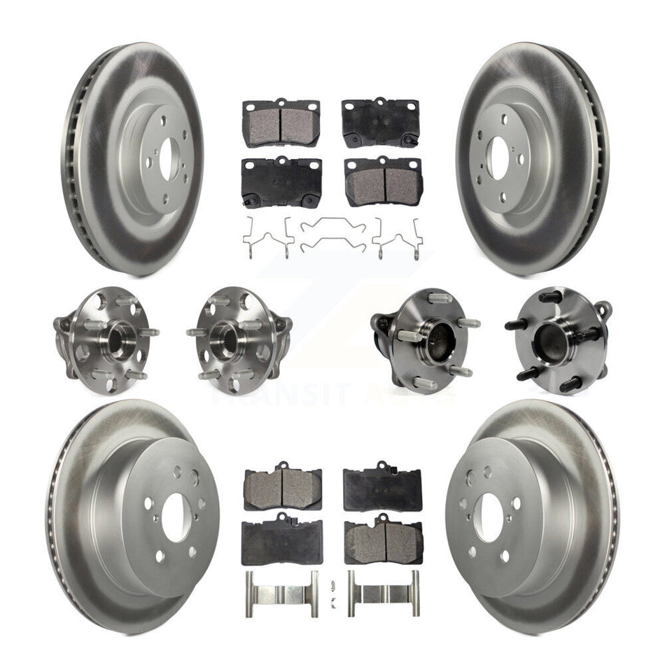 Front Rear Hub Bearings Assembly Coated Disc Brake Rotors And Semi-Metallic Pads Kit (10Pc) For Lexus IS350 GS350 GS450h GS460 KBB-116656