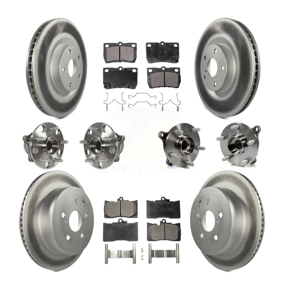 Front Rear Hub Bearings Assembly Coated Disc Brake Rotors And Semi-Metallic Pads Kit (10Pc) For Lexus GS350 IS350 KBB-116657