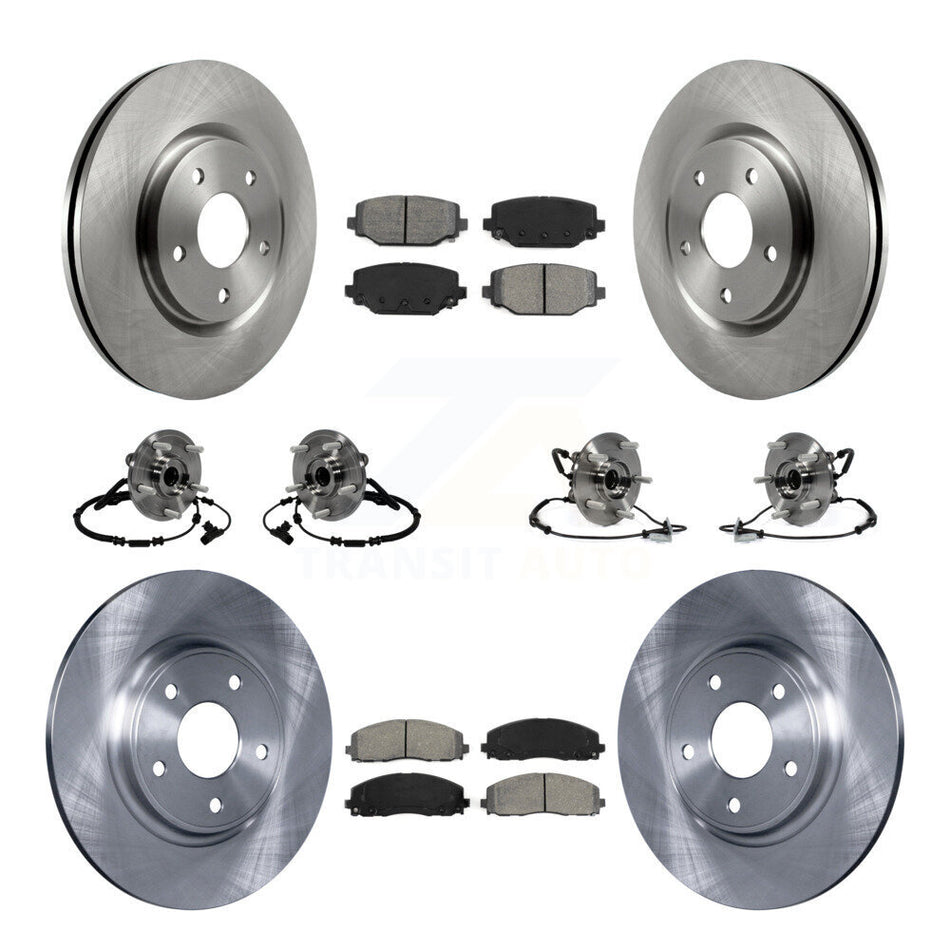 Front Rear Hub Bearings Assembly Disc Brake Rotors And Semi-Metallic Pads Kit (10Pc) For Dodge Grand Caravan Chrysler Town & Country Ram C/V Volkswagen Routan KBB-116716