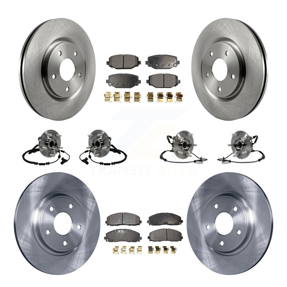 Front Rear Hub Bearings Assembly Disc Brake Rotors And Ceramic Pads Kit (10Pc) For Dodge Grand Caravan Chrysler Town & Country Ram C/V Volkswagen Routan KBB-116722
