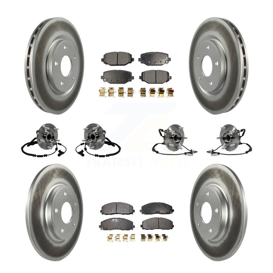 Front Rear Hub Bearings Assembly Coated Disc Brake Rotors And Semi-Metallic Pads Kit (10Pc) For Dodge Grand Caravan Chrysler Town & Country Ram C/V Volkswagen Routan KBB-116741