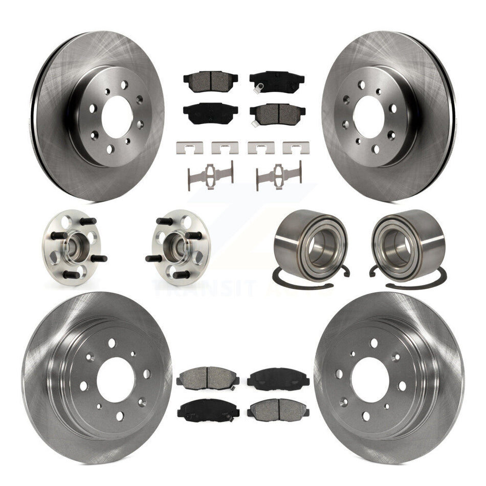 Front Rear Wheel Hub Bearings Assembly Disc Brake Rotors And Semi-Metallic Pads Kit (10Pc) For 1997 Acura EL Without 4 ABS KBB-116756