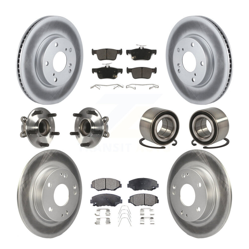 Front Rear Wheel Hub Bearings Assembly Coated Disc Brake Rotors And Semi-Metallic Pads Kit (10Pc) For Honda Civic KBB-116762