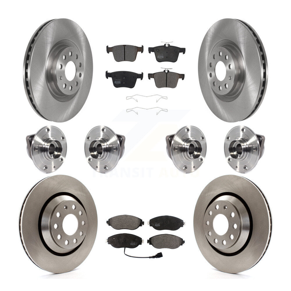 Front Rear Hub Bearing Disc Brake Rotor And Pads Kit (10Pc) For Audi Q3 Volkswagen Arteon KBB-116765