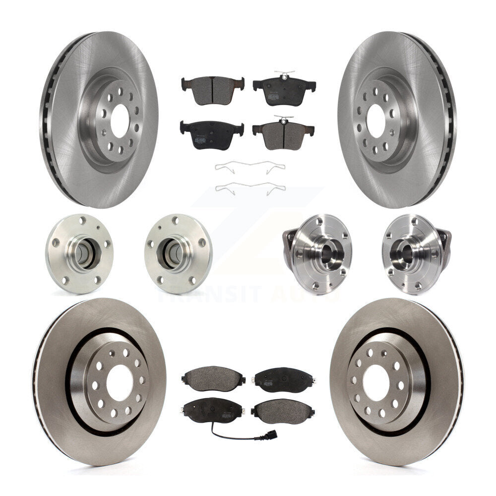Front Rear Hub Bearings Disc Brake Rotors And Pads Kit (10Pc) For Volkswagen Arteon FWD KBB-116766