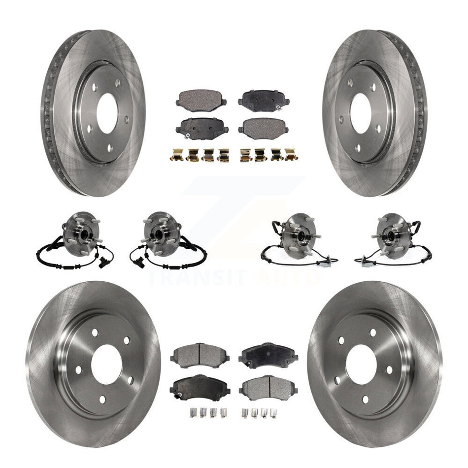Front Rear Hub Bearings Assembly Disc Brake Rotors And Semi-Metallic Pads Kit (10Pc) For Dodge Grand Caravan Chrysler Town & Country Ram C/V Volkswagen Routan KBB-116768