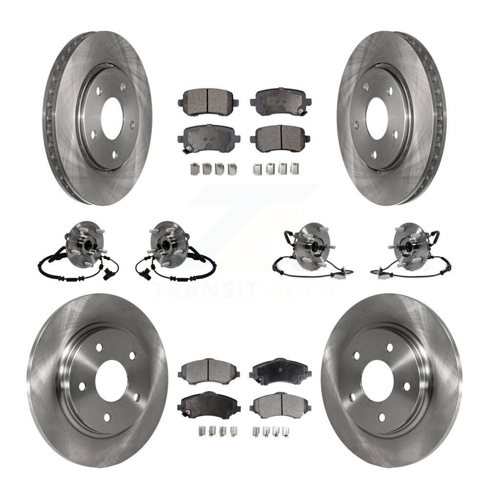 Front Rear Hub Bearings Disc Brake Rotors And Pads Kit (10Pc) For 2012-2012 Dodge Grand Caravan Chrysler Town & Country Ram C/V With Single Piston Caliper To 03/23/12 KBB-116769