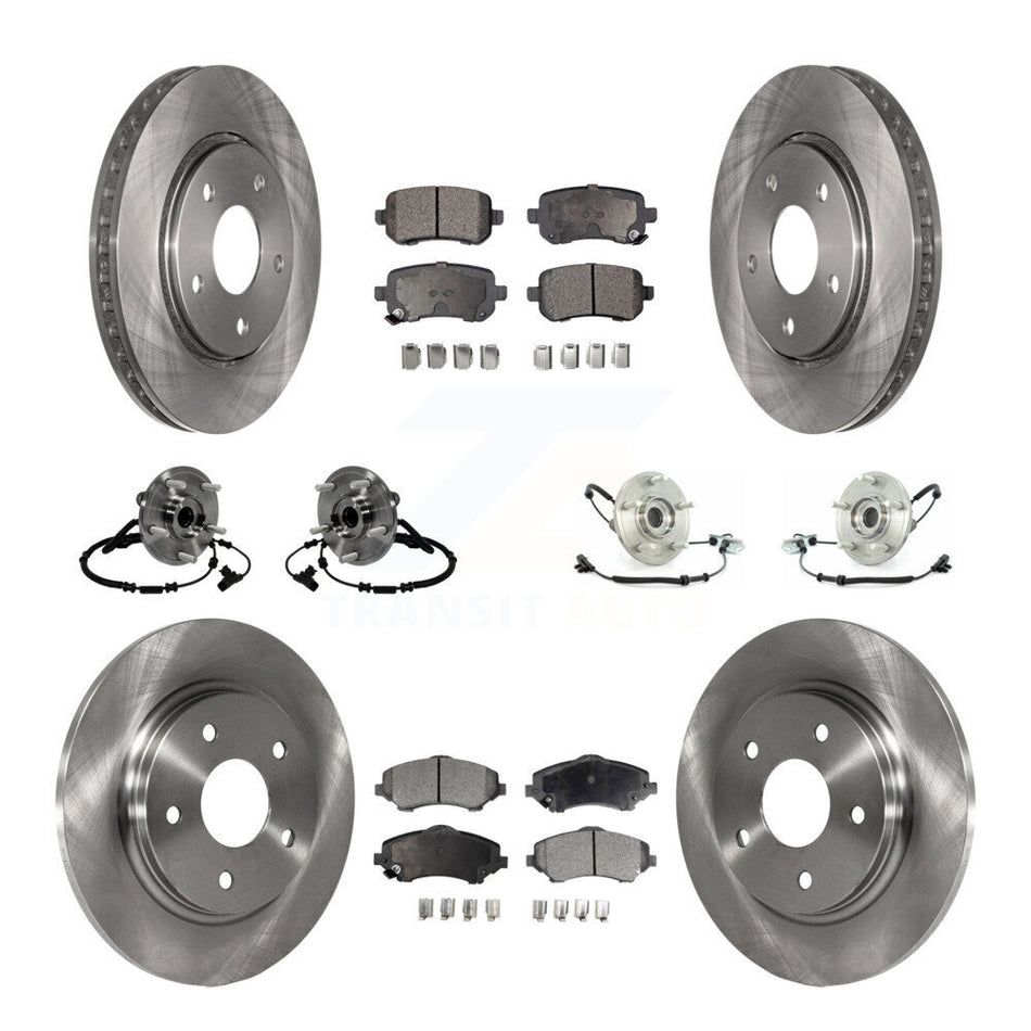 Front Rear Hub Bearings Assembly Disc Brake Rotors And Semi-Metallic Pads Kit (10Pc) For 2012 Volkswagen Routan With Single Piston Caliper KBB-116770