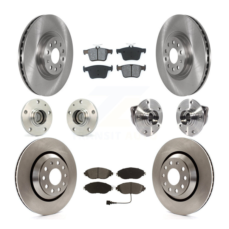 Front Rear Hub Bearings Disc Brake Rotors And Pads Kit (10Pc) For Volkswagen Arteon FWD KBB-116774
