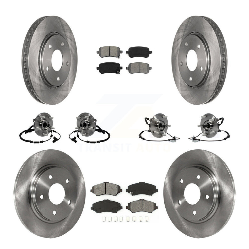 Front Rear Hub Bearings Disc Brake Rotors And Pads Kit (10Pc) For 2012-2012 Dodge Grand Caravan Chrysler Town & Country Ram C/V With Single Piston Caliper To 03/23/12 KBB-116776