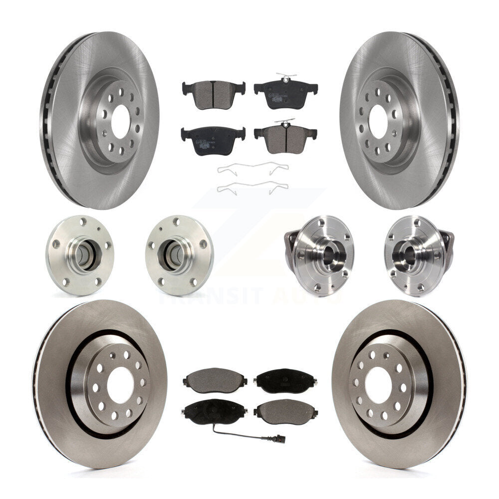 Front Rear Hub Bearings Disc Brake Rotors And Pads Kit (10Pc) For Volkswagen Arteon FWD KBB-116780