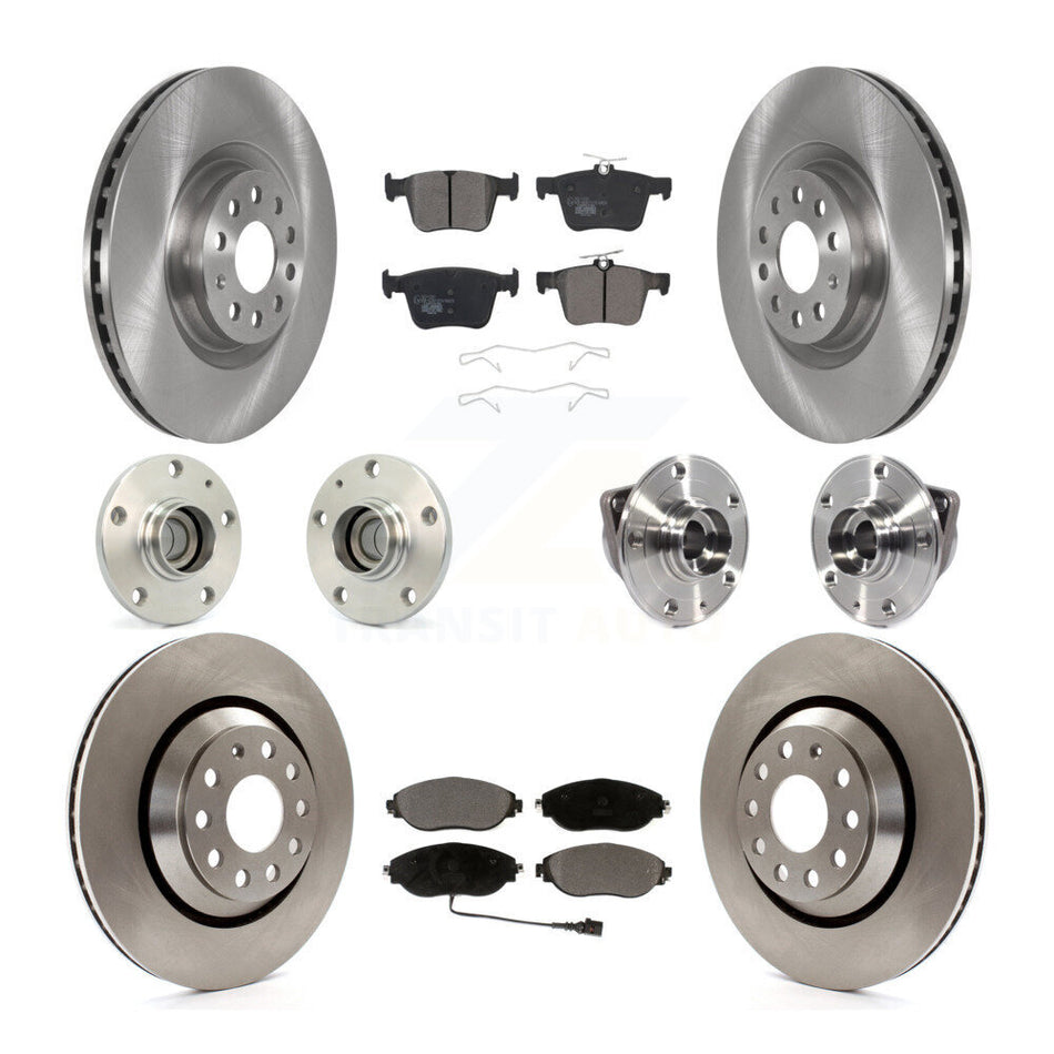 Front Rear Hub Bearings Disc Brake Rotors And Pads Kit (10Pc) For Volkswagen Arteon FWD KBB-116780