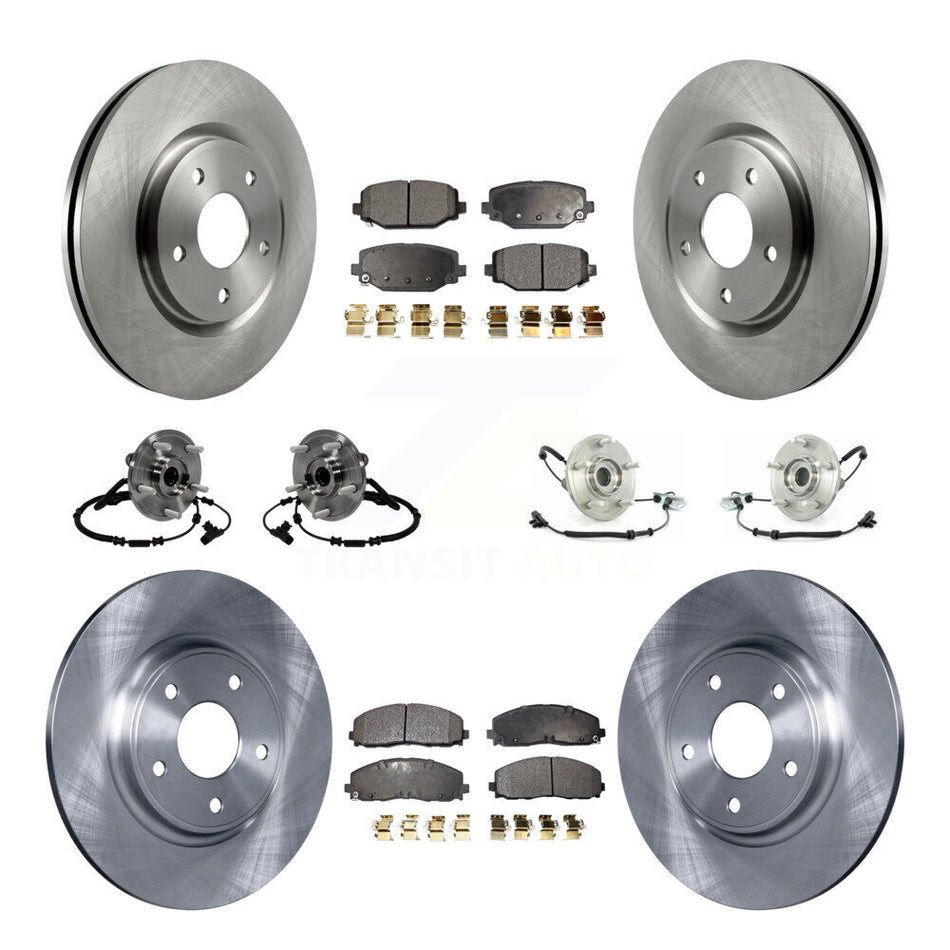 Front Rear Hub Bearings Assembly Disc Brake Rotors And Ceramic Pads Kit (10Pc) For 2012 Volkswagen Routan With Dual Piston Caliper KBB-116782