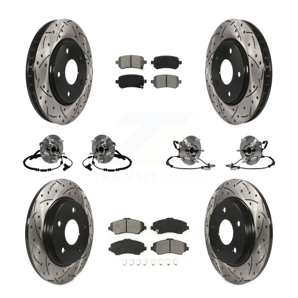 Front Rear Hub Bearing Coated Disc Brake Rotor & Pad Kit (10Pc) For 2012-2012 Dodge Grand Caravan Chrysler Town Country Ram C/V With Single Piston Caliper To 03/23/12 KBB-116797