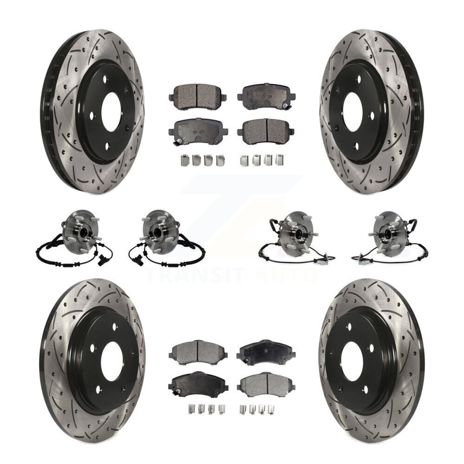 Front Rear Hub Bearing Coated Disc Brake Rotor & Pad Kit (10Pc) For 2012-2012 Dodge Grand Caravan Chrysler Town Country Ram C/V With Single Piston Caliper To 03/23/12 KBB-116805