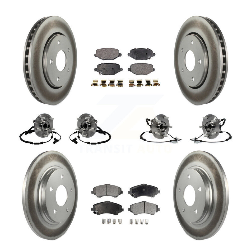 Front Rear Hub Bearings Assembly Coated Disc Brake Rotors And Semi-Metallic Pads Kit (10Pc) For Dodge Grand Caravan Chrysler Town & Country Ram C/V Volkswagen Routan KBB-116815