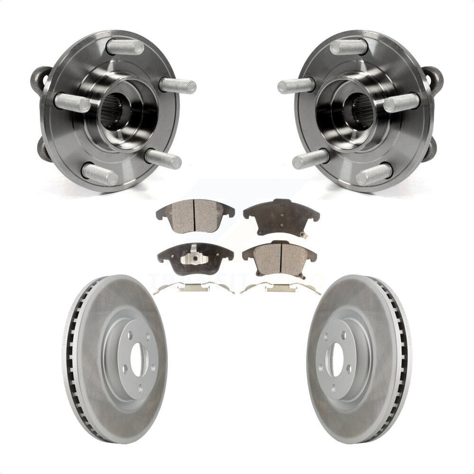 Front Hub Bearing Assembly With Coated Disc Brake Rotors And Semi-Metallic Pads Kit For 2019-2020 Ford Police Responder Hybrid SSV Plug-In KBB-116819