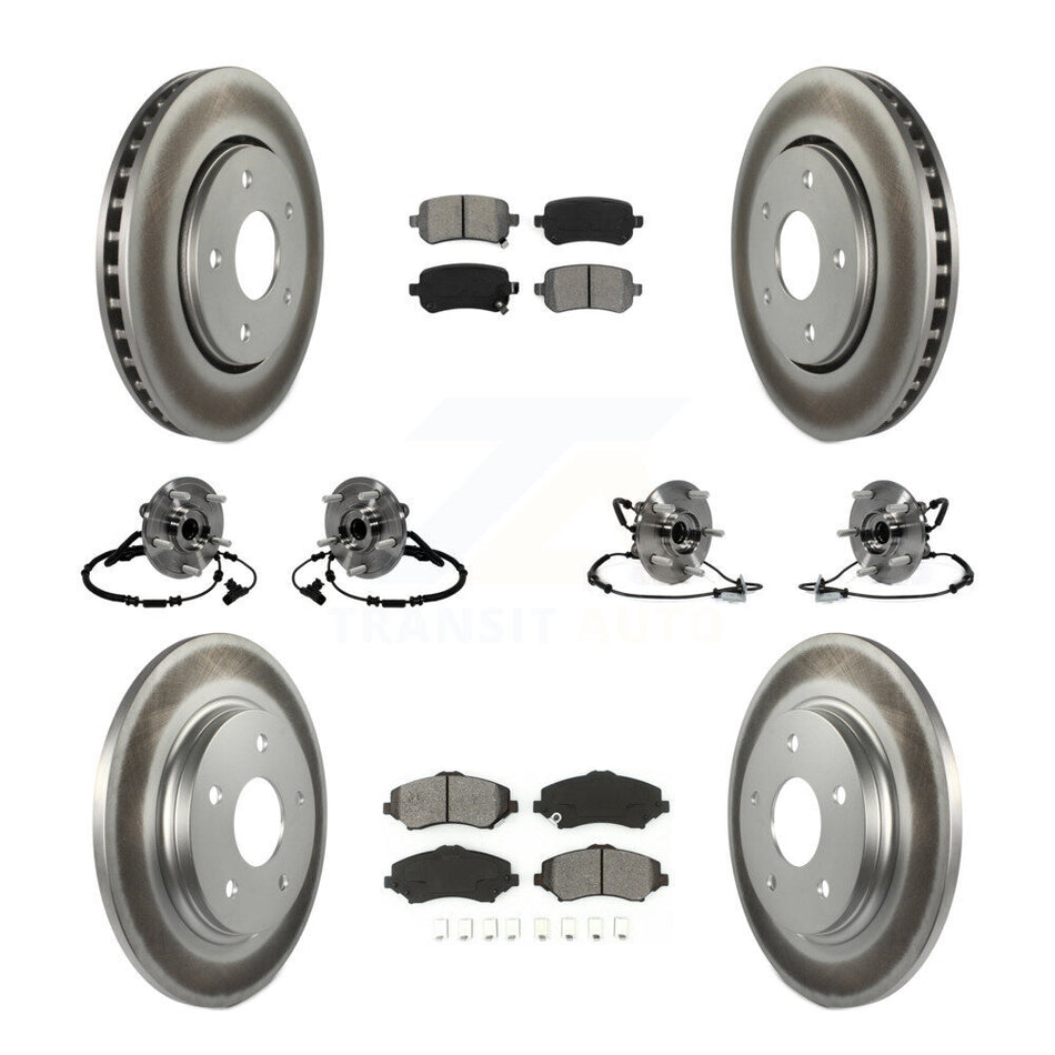 Front Rear Hub Bearing Coated Disc Brake Rotor & Pad Kit (10Pc) For 2012-2012 Dodge Grand Caravan Chrysler Town Country Ram C/V With Single Piston Caliper To 03/23/12 KBB-116826